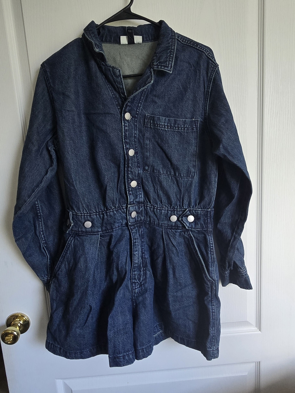 Universal Thread Dark Blue Denim Button-Front Utility Jumpsuit